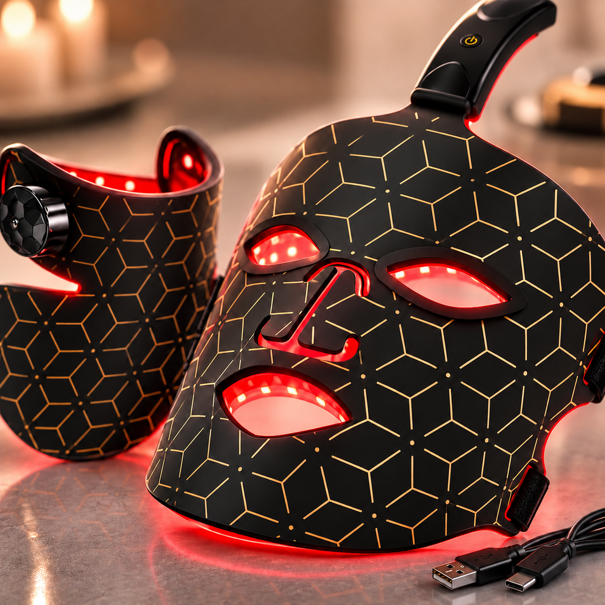 Apex Wellness red light therapy collection featuring the LED Face and Neck Mask