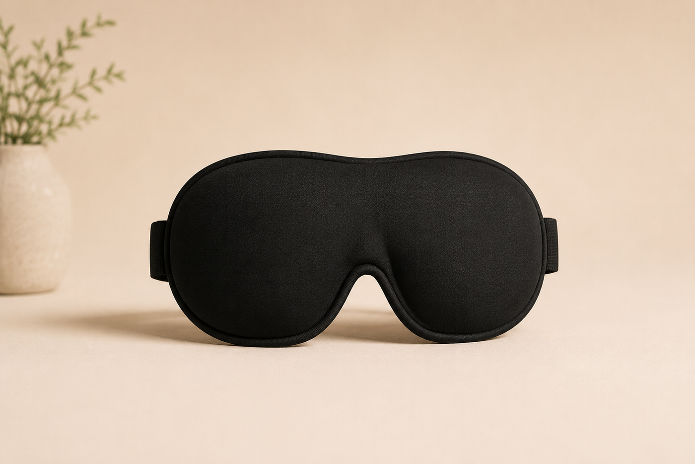 Apex Wellness sleep mask in a calming evening setting